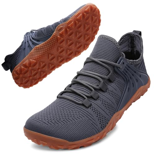 ASHION Herren Barfußschuhe Breite Barfussschuhe Traillaufschuhe Herren Outdoor Sport Walkingschuhe Sneaker, 06-Blau, 42 EU