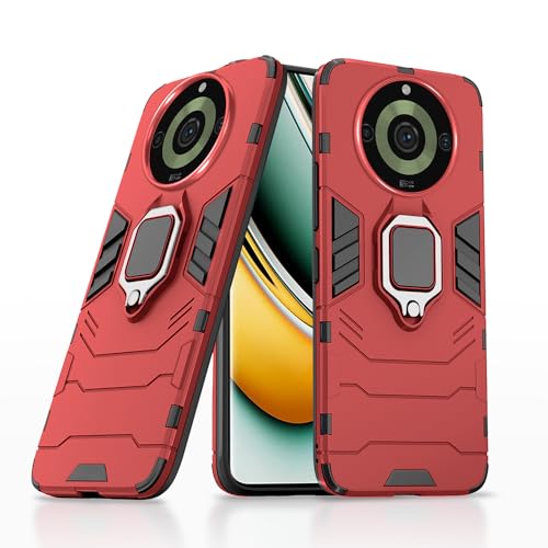 Image of Pikkme Realme 11 Pro /Pro Plus 5G Back Cover | D5 Tough Armor Bumper | 360 Protection Case | Ring Holder Stand Case for Realme 11 Pro /Pro Plus 5G (Red)