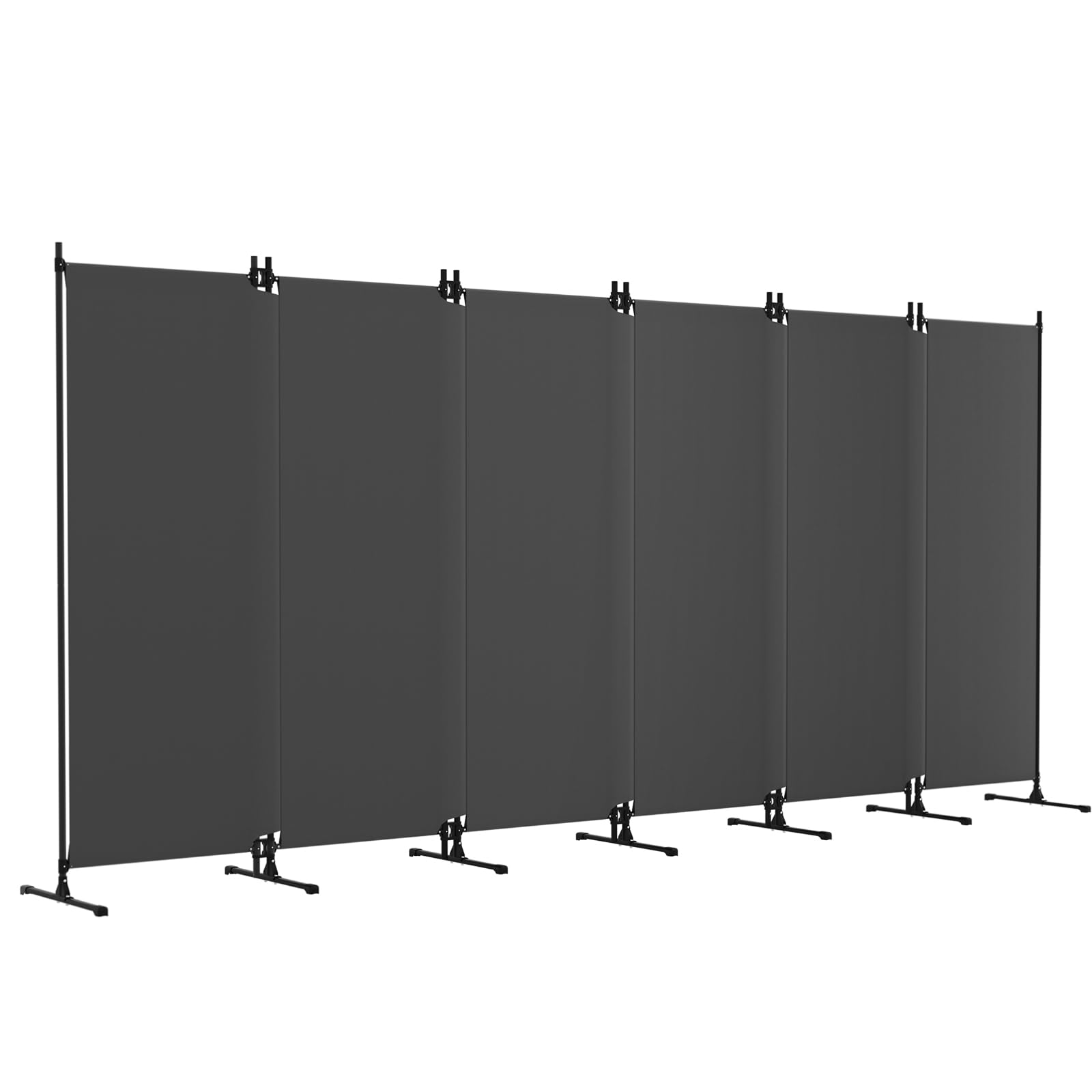 Kokorona Folding Room Divider 6 Panel, Portable Privacy Screen for Home Office, Partiton Wall Room Divider for Room Separation, Easy Installation, Grey, W 370 x H 178 cm — image 1