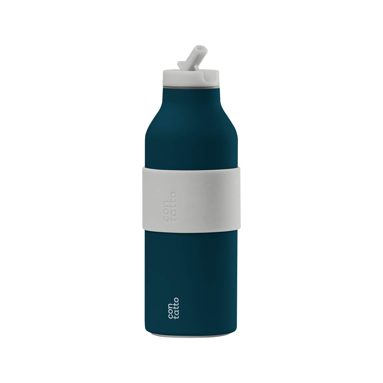 con-tatto Bottle Bottiglia termica con 3 Pareti in Acciaio e Rame - Bevande fredde per 25 ore e calde per 15 ore - Fascia e Tappo Sport Lid inclusi! (Santorini)