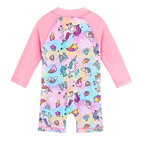 Toddler Girls One Piece Rash Guard Swimsuit Kid Swimwear Sun Suit Short UPF 50+ Sun Protection with Sun Hat3