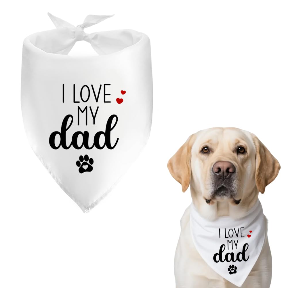 I Love My Dad Dog Outfit for Dogs Dad for Dog Owners Lovers Dogs Neckerchief I Love My Dad Gifts for Small Large Dogs Best Dog Dad Gifts for Men Dog Collar Scarf for Dogs