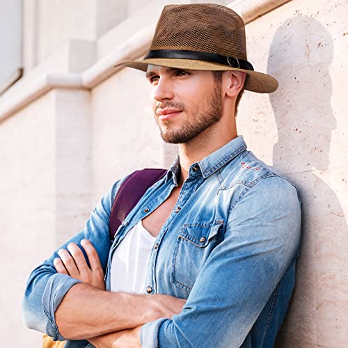 7 Pcs Men's Milan Style Panama Straw Hat Airway Vented Uv Sun Protection Summer Beach Hats Large Brim Cowboy Hats For Men Women Golf Beach, 7 Colors #TOP4