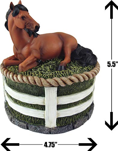 Dwk - Stallion Stash - Beautiful Brown Standard Bay Horse With Black Mane Country Western Figurine Sculpture Stash Trinket Keepsake Jewelry Storage Box Home Decor Accent And Office Accessory, 5.5-Inch #TOP5