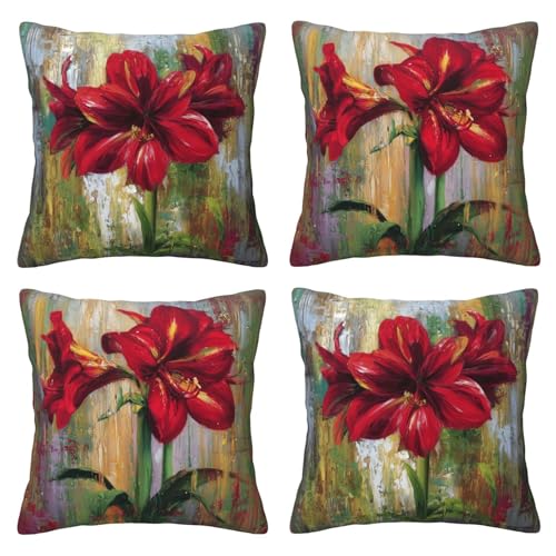 oyebn Flower Throw Pillow Covers Set of 4 Decorative Soft