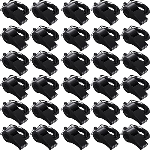 Sifflets pour étudiants et acclamation en lot de 100 sifflets noirs avec cordon