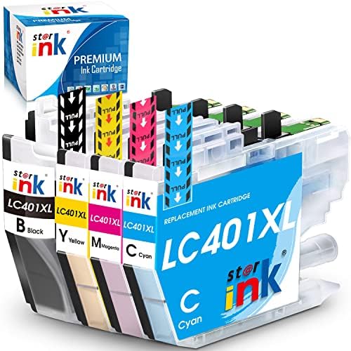 starink LC401XL Ink Cartridges for Brother Printer High Yield | Compatible Replacement for Brother LC401 XL LC-401 Used for MFC-J1010DW MFC-J1012DW MFC-J1170DW Printer, 4 Packs(bk/c/m/y)