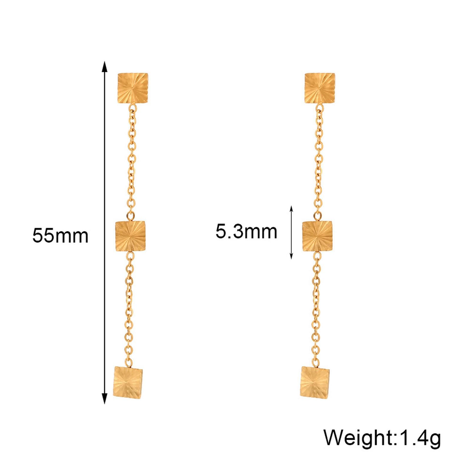 Ohrstecker mit Kettengliedern für Damen, minimalistisch, 18 Karat vergoldeter Edelstahl, gravierte Luxus-Ohrringe, Geschenk