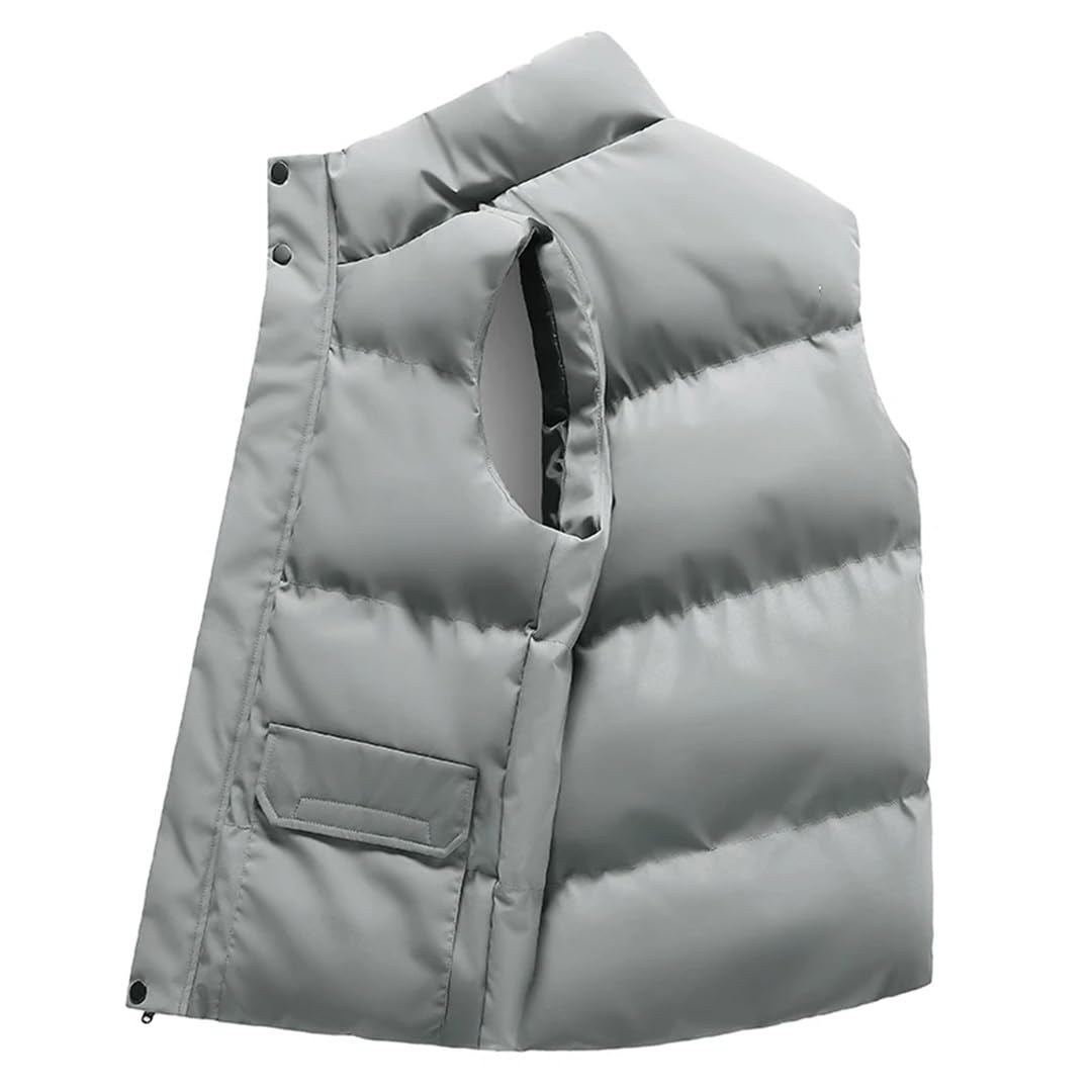 Gilet da uomo in cotone caldo spesso moda allentato Stand Up collare senza maniche cappotto