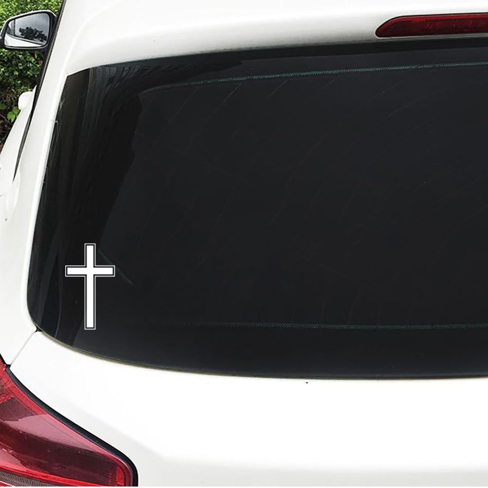 XTRAYXRAY Christian Cross Car Decal Christian Jesus God Religious Window Bumper Decal Sticker Suitable for Cars, Trucks 2Pcs (White)