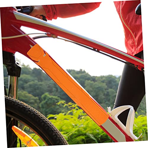 Protector de cuadro para bicicleta, calcomanías protectoras adhesivas para tubo inferior, PVC naranja, 39,5 x 6 cm miniatura 3