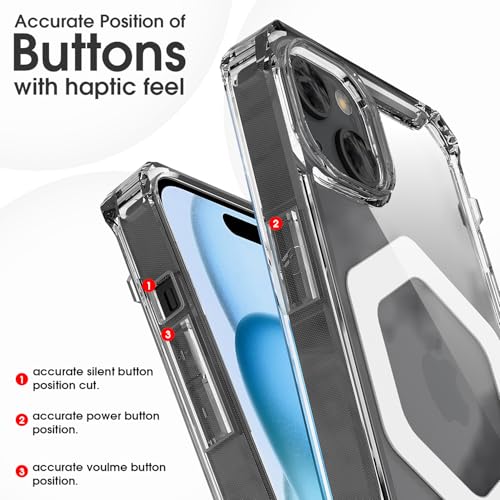 Image of Pikkme Back Cover for iPhone 15 Mag-Safe PC + TPU Transparent Hybrid Shock Absorption Bumper Case (Transparent Mag-Safe)