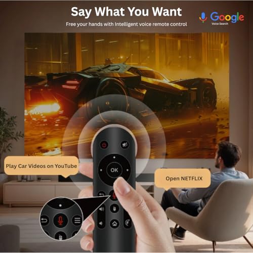 Image of Ghost X5 Smart Projector for Room | Native 1080P Full HD, 4K Support | 4X Brighter | Android with Built-in Apps (Netflix, Prime Video, Youtube) | Auto Focus & Vertical Keystone | Dual WiFi & Bluetooth