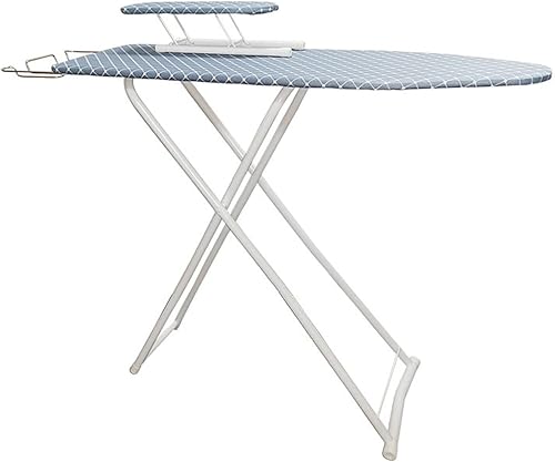 Tabla de planchar tamaño matrimonial, 42 x 12 x 31 pulgadas, resistente, compacta, altura ajustable, grisazul