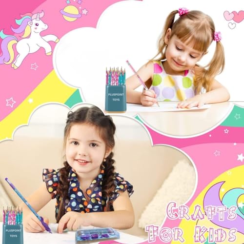 Image of PLUSPOINT 26 Pieces Unicorn Pencils for Girls, 20 Unicorn Pencils with 2 Erasers 2 Grips 2 Sharpeners Colorful Kids Pencils Cute Unicorn School Supplies for Classroom Reward Party Favor (unicorn)