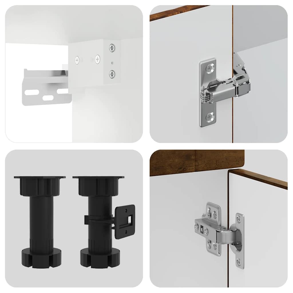 8-TLG. Küchenschrank-Set Porto Räuchereiche - Moderne Küchenzeile aus Holzwerkstoff mit Glas-Hängeschrank, Spülschrank, Backofenschrank und Hochschrank für viel Stauraum