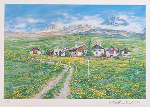 Amazon | 石井清 「アルプス・ハイジの村」 スイス 風景画 絵画