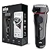 Braun 5030 Series 5 - Afeitadora Eléctrica Hombre, Afeitadora Barba, Recortador de Precisión Extraíble, Recargable e Inalámbrica, Negro/Rojo