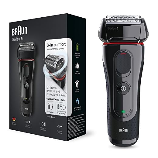 Braun Series 5 5030s Rasoio Elettrico Uomo, Ricaricabile, a Lamina, Senza Fili, da Uomo con Rifinitore di Precisione Estraibile e Batteria Li-Ion, Nero/Rosso