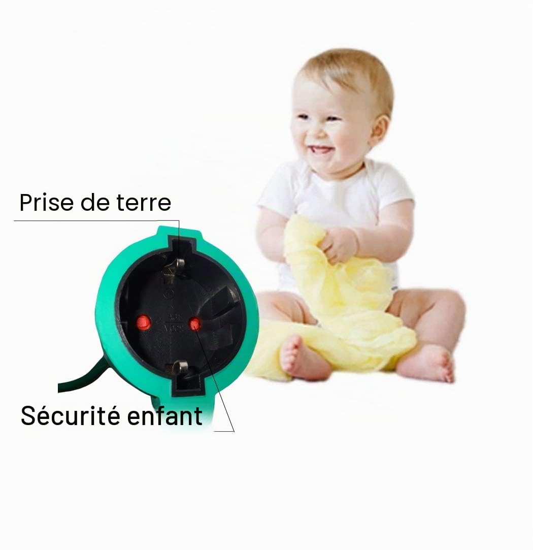 Rallonge Schuko, 30 m, câble d'alimentation vert, IP44, allant jusqu'à 3500 W, de qualité supérieure, pratique, pour le jardin, l'extérieur