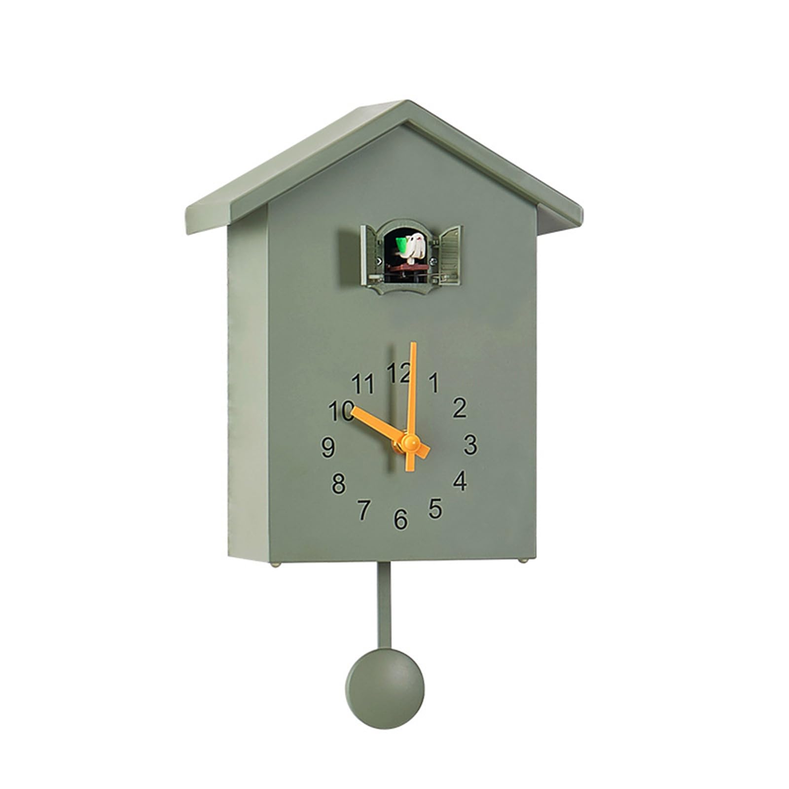 KamananCuckoo Clock, Modern Pendulum Clock, Wall Clock with Pendulum, Modern Black Forest Clock with Night Rest Function, Bird Voice (Green)