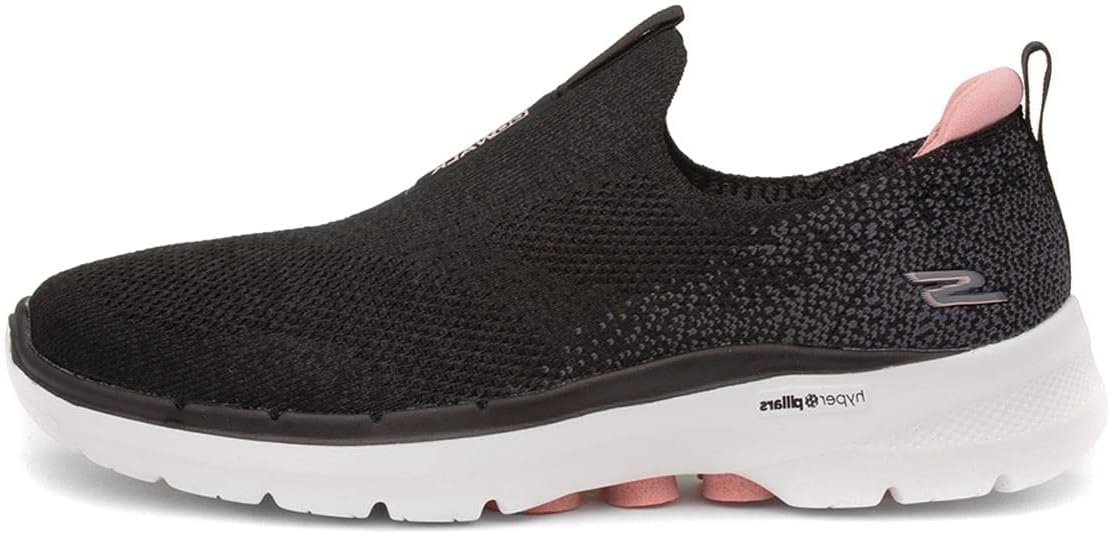Skechers Women's GO Walk 6-Glimmering Sneaker, Black/Pink, 8.5