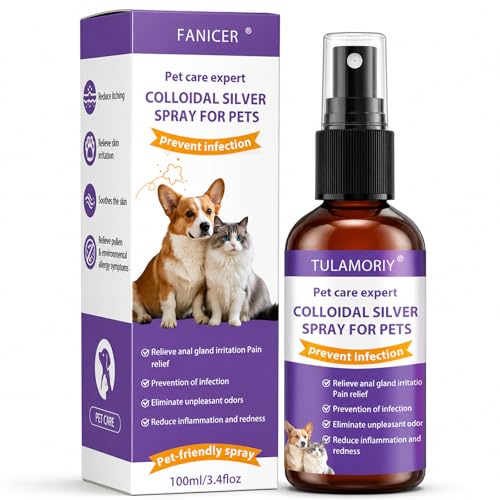YOLONCE Spray de Plata Coloidal para Perros y Gatos - Spray Cicatrizante - Alivio de Picores - Dermatitis y Cuidado de Heridas - Alivia Irritación Inflamación Leve de la Piel - 100ML
