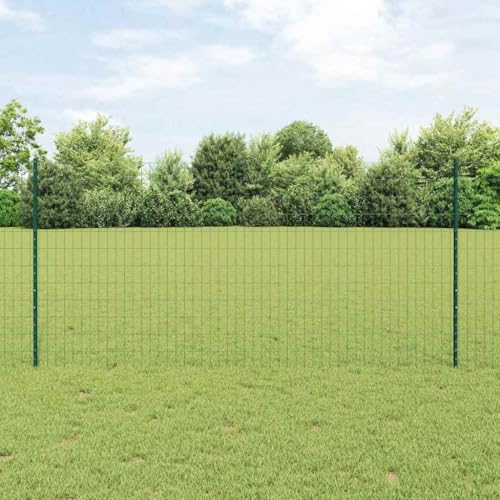Grüner Gartenzaun mit Pfosten, 1,2 x 10 m, Stahl und PVC, robuste Drahtgeflecht-Einzäunung, ideal für Garten und Terrasse, langlebiger Sichtschutz