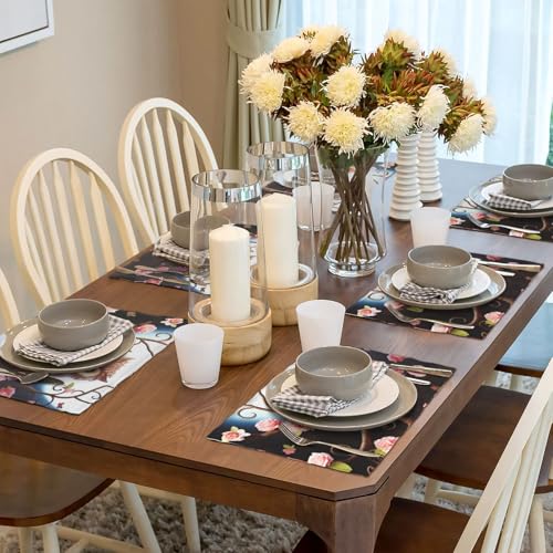 Sets de table mignons en lin tissé résistant à la chaleur | Lot de table lavable