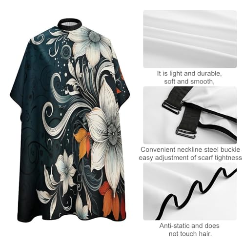 Capa para barbero con flores abstractas Boho, talla grande miniatura 4