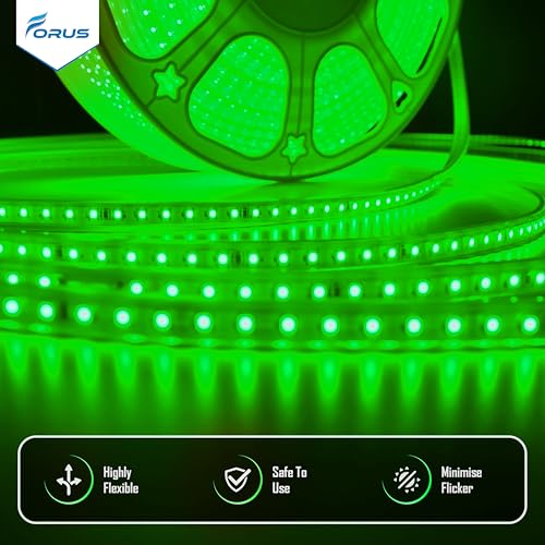 Image of Forus LED Rope Light 35 Meter 6 Month Warranty, Outdoor Waterproof Decorative Cove Lights for Ceiling, Balcony, Home Decor, Interior Decoration, Flexible Profile Light for Diwali, Christmas -Green