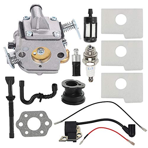 Trustsheer MS170 MS180 Carburetor w Tune Up Kit Air Fuel Filter Ignition Coil
