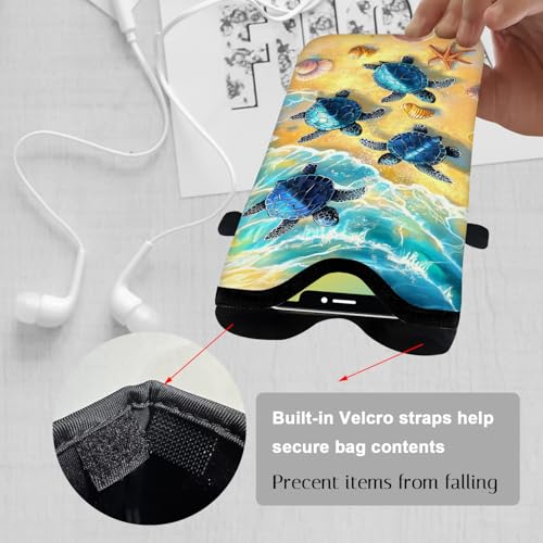 Image of Neoprene Cell Phone Sleeve Pouch Case Bag with Crossbody Strap Neck Lanyard for Women 7.1 X 3.9 in Cute Turtle