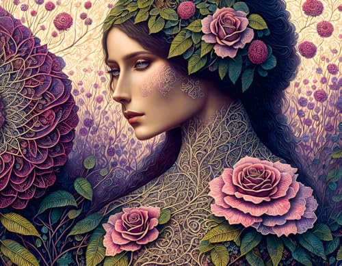 Toile femme en robe jardin poster 58 x 90 cm pour salon et chambre