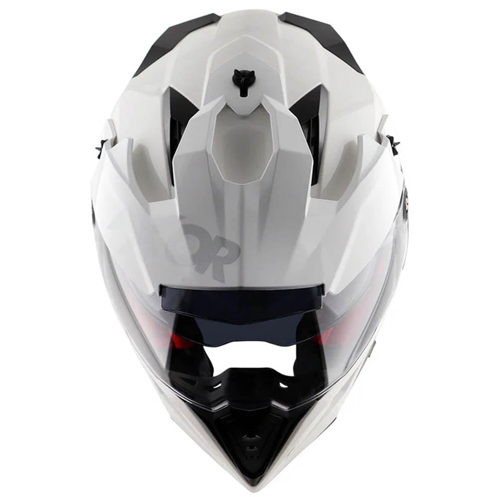 AXOR X-Cross Dual Designed Solid Blanco - Casco de Moto Trail Adventure, Off Road con Visor Solar Homologado ECE 22.06