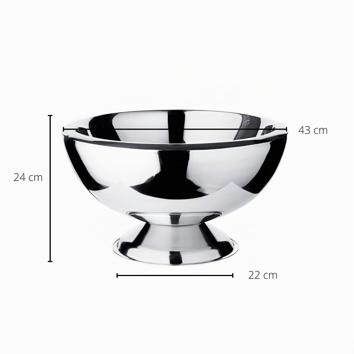 EDZARD Champagnerkühler Cadiz (Ø 43 cm, H 24 cm), Edelstahl hochglanzpoliert, doppelwandig, für 5 Flaschen – Sektkühler groß, Flaschenkühler, Weinkühler, Getränkekühler, Bowleschale, große Schale