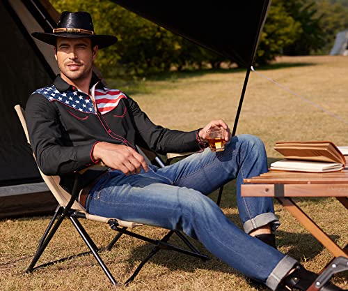 COOFANDY Men's Casual American Flag Button Down Shirts Slim Fit Long Sleeve Shirt4