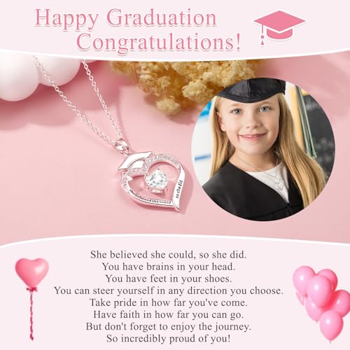 Graduation Gifts for Her Girls 2025 Birthstone CZ Heart Pendant Necklace Class of 2025 College Graduation Friendship Gifts for Her4