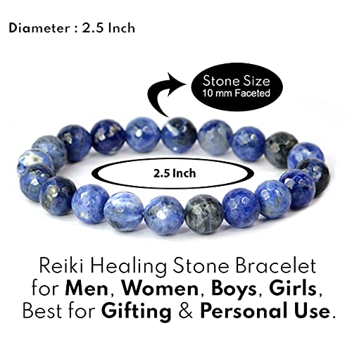 Image of Reiki Crystal Products Certified Natural Crystal Stone Diamond Cut /Faceted 10 mm Beads Bracelet for Men & Women | Reiki Charged Gemstone Jewellery | Multiple Stone Variants Available
