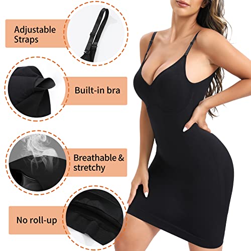 Image of Ellareese Strapless Slip Shapewear Slip Dress for Women Under Dress Shapewear Women's Full slips Tummy Control