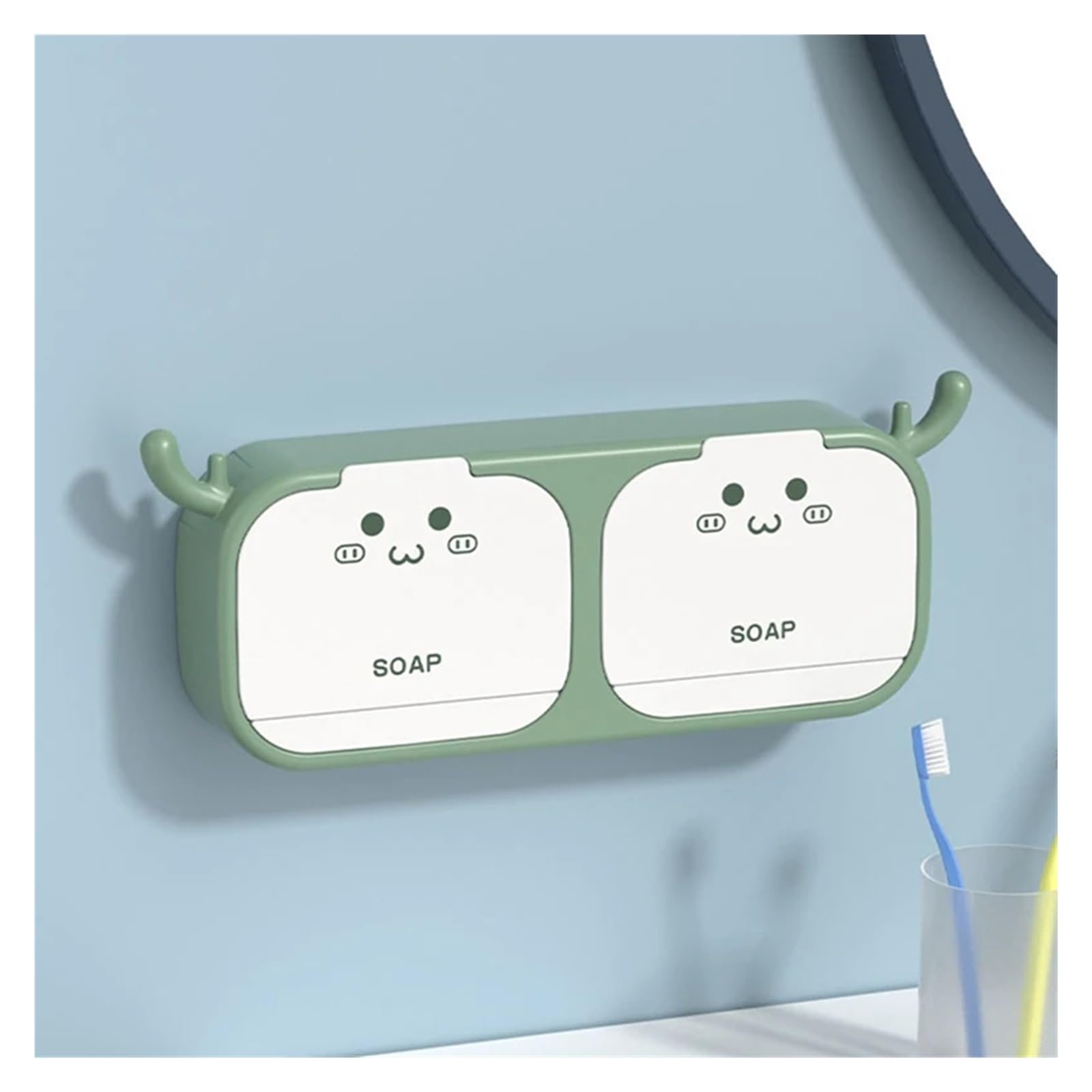 Jabonera Jabonera de Pared fácil drenar, Bonita Forma Cuerno Ciervo, sin Costuras, Necesidad taladrar, Organizador Resistente