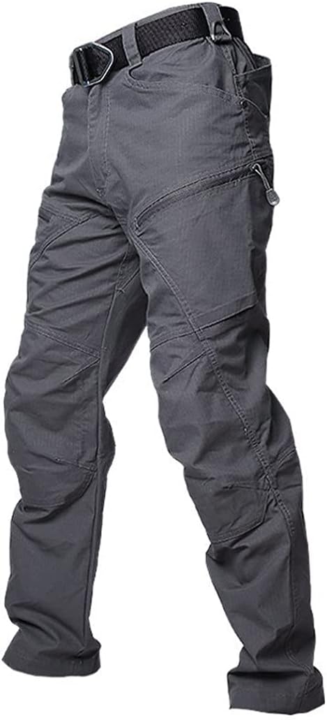 KEHAIOO Tactical Cargo Pants, Mens Summer Straight Combat Army Military Pants, Cotton Many Pockets Stretch Trousers