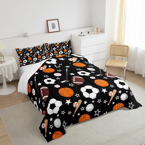 Image of Feelyou Sports Theme Bedding Set King Size for Kids Teens