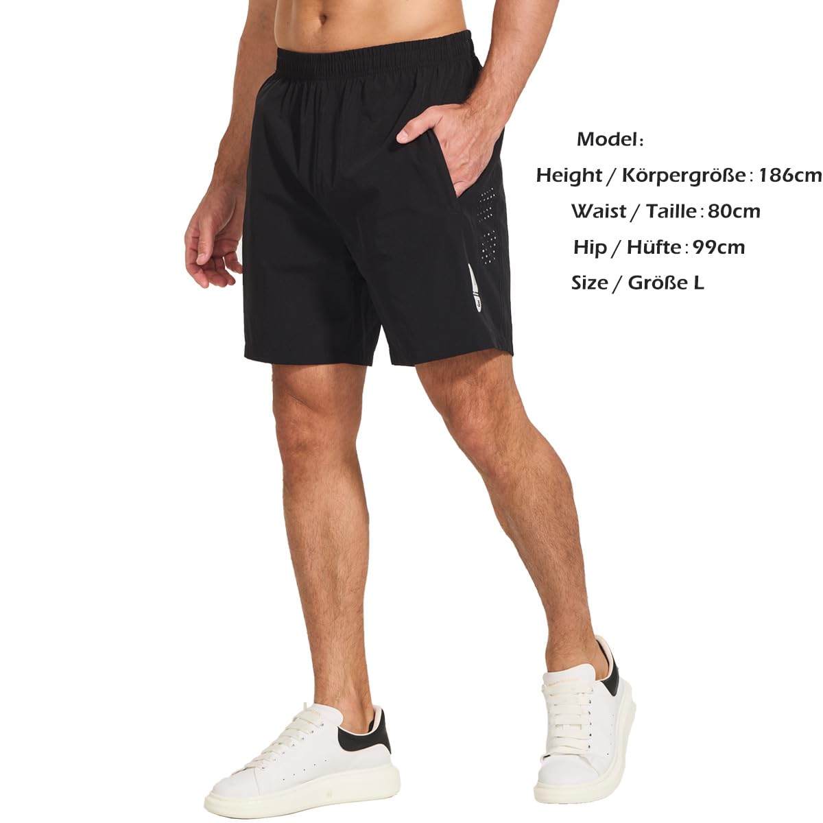 JustSun Shorts Herren Sport Schnelltrocknend Leichte Atmungsaktiv mit Reissverschluss