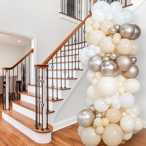 Image of Voircoloria White Sand Balloons, 66pack 12inch Sand White Latex Party Balloons for Wedding, Bridal, Baby Shower, Birthday, Graduation, Anniversary, Bachelorette, Engagement Party Decorations