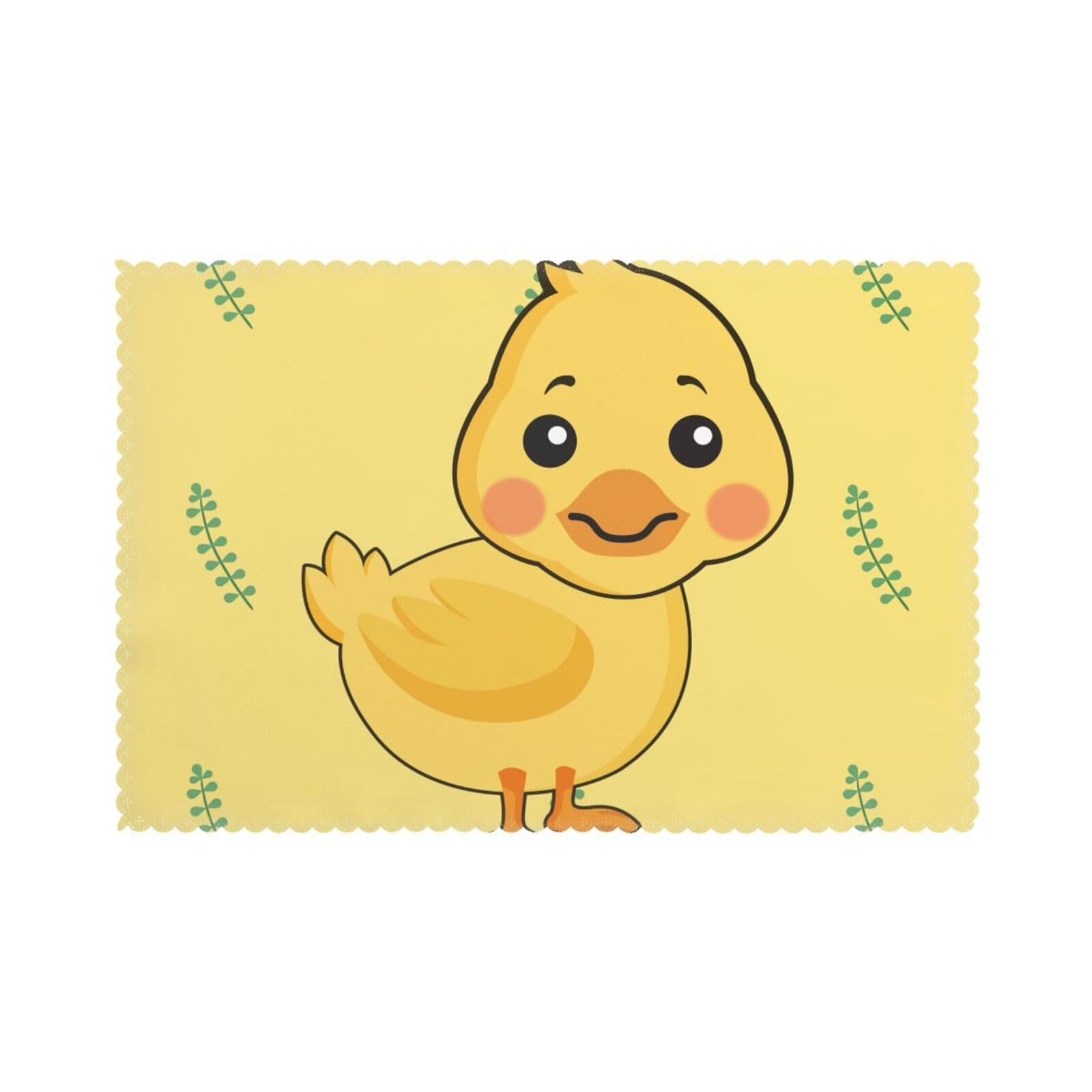cartoon duck Placemat set of 6, oil-proof and insulated dining table placemats, washable and wipeable.