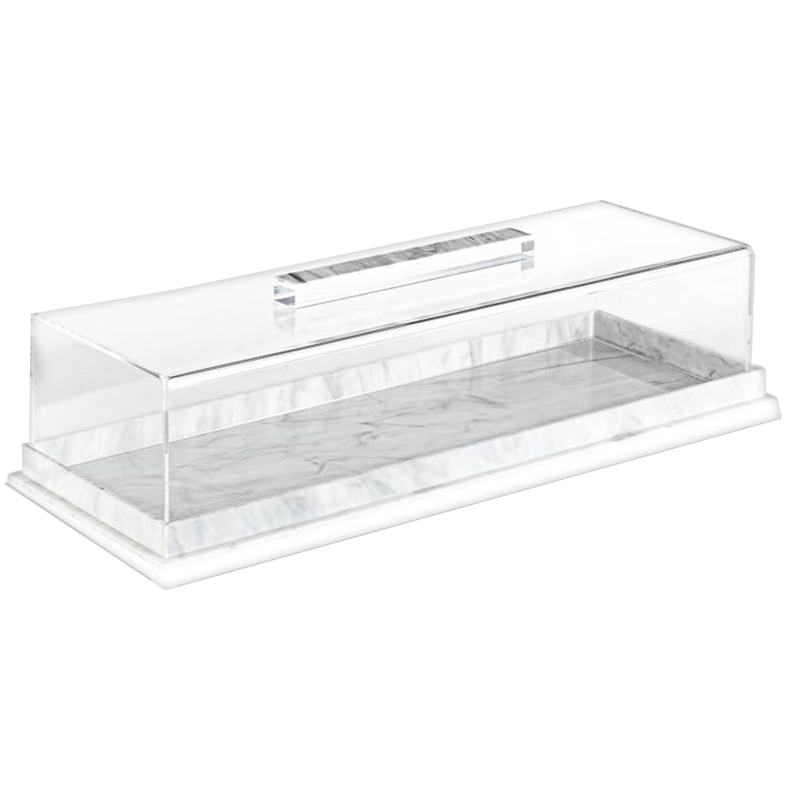 Marble Design Acrylic Cake Tray with Lid for Cupcakes Dessert Bakery Display Food Storage Container Marble Design Bakery Display Tray