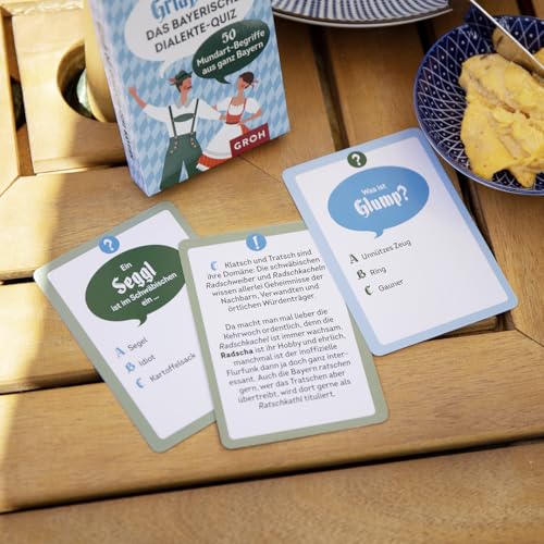 Griaß di! Das bayerische Dialekte-Quiz: 50 Mundart-Begriffe aus ganz Bayern | Kartenspiel (Verstehst du ...? Lustiges Dialekte Quiz-Kartenspiel)