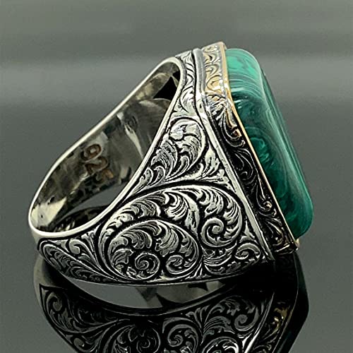 Malachite Gemstone Ring, Men Handmade Ring, Turkısh Handmade Ring, Embroidered Ring, Ottoman Jewelry #TOP3