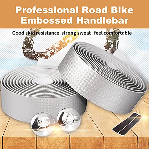 Petchor 2Pcs Road Bike Handlebar Tapes, Bar Tape Cycling, Pu Leather + Eva Strap For Mountain Bike Silver #TOP1